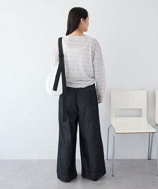 CRAFT STANDARD BOUTIQUE シアーボーダーヘンリーネックロンT Light Gray