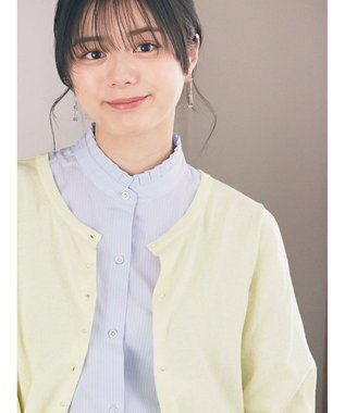 earth music&ecology Ｔ／Ｃ　スタンドフリルブラウス Stripe