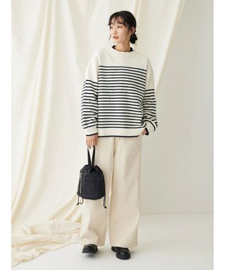 CRAFT STANDARD BOUTIQUE 洗えるモールニットボーダープルオーバー Ivory