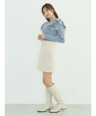 earth music&ecology ショルダーチュールレースプルオーバー Blue