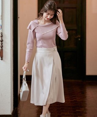 ANY SIS 【洗える】パール調ポイントツイル スカート 【WEB・一部店舗限定】 アイボリーベージュ