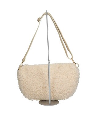 INTER-CHAUSSURES 【ANDREA CARDONE】レザーストラップボアショルダーバッグ アイボリー雑材