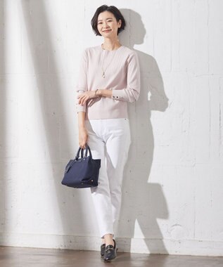 J.PRESS LADIES 【洗える】RAYON STRETCH PLAIN クルーネック ニット ピンク系