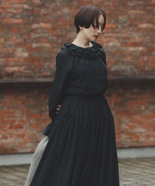 #Newans 【前後着用可能】【高山都さんコラボ】ビッグカラー２WAYブラウス ブラック