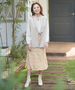 Feroux プリーツコンビ ブラウス アイボリー系