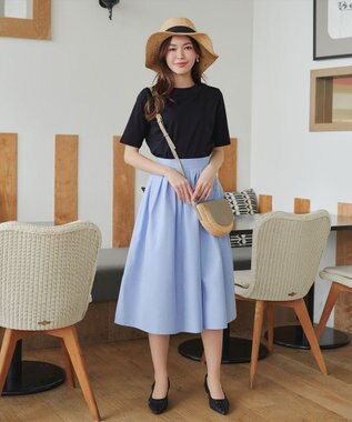 Tiaclasse L 【小倉優子さん着用・洗える・接触冷感・汗ジミ防止】“サマさまカットソー”ハーフスリーブベーシックトップス ブラック