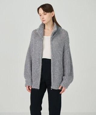 GRACE CONTINENTAL スパンコールニットブルゾン グレー