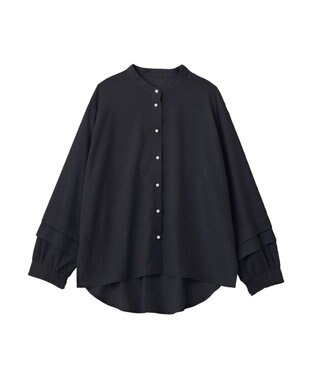 YECCA VECCA 2way裾アレンジパール釦ブラウス Navy