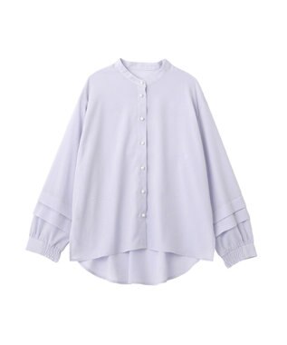 YECCA VECCA 2way裾アレンジパール釦ブラウス Sax