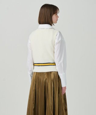 GRACE CONTINENTAL シャギーバイカラーニットノースリーブ ホワイト