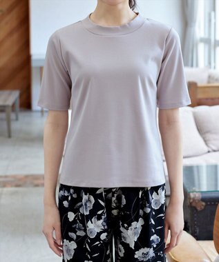 Tiaclasse L 【小倉優子さん着用・洗える・接触冷感・汗ジミ防止】“サマさまカットソー”ハーフスリーブベーシックトップス グレージュ