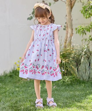 ANY KIDS 【WEB限定柄有】総柄 サマー ワンピース サックスブルー系イチゴ