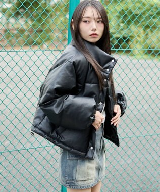 WEGO 【25秋冬新作】PUスタンドパファーブルゾン ブラック