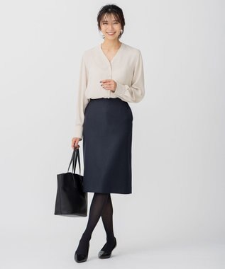 23区 【CLASSY.1月号掲載/洗える】ウールライクカルゼ タイト スカート ネイビー系