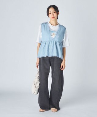 OP／FILA 【Ocean Pacific】Vネックレースビスチェ ライトブルー