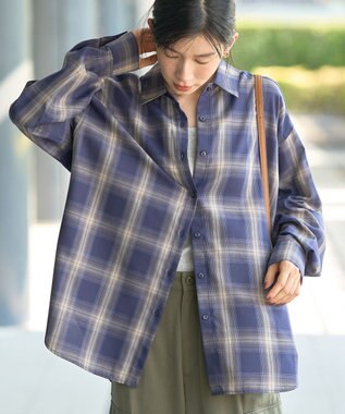 AMERICAN HOLIC イージーケアチェックシャツ【360°着こなしシャツ】 Blue