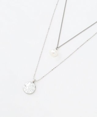 ANY SIS メタルコイン2連 ネックレス シルバー