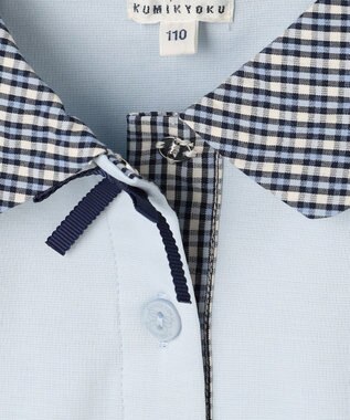 組曲 KIDS 【110-140㎝】 ミニチェック レイヤードトップス サックスブルー