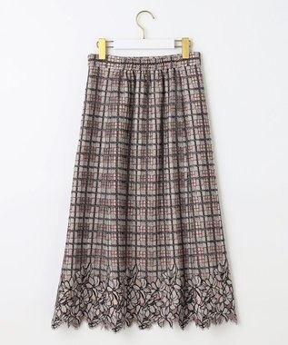 ANY SIS 【洗える】フラワーレースチェックパネル スカート アイボリー系