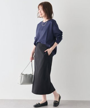 ANY 【洗濯機可】ジョーゼット裏起毛Vネックプルオーバー ネイビー