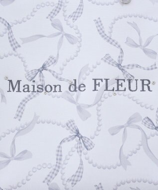 Maison de FLEUR リボンパールプリントマルチポケットトートバッグ Black