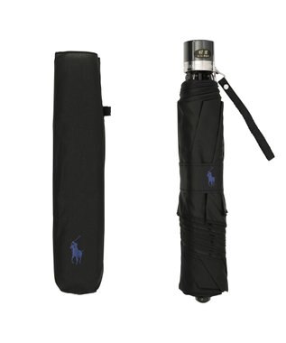 MOONBAT POLO RALPH LAUREN 折りたたみ傘 メンズ プレーン ワンポイント刺繍 大きめ60cm ブラック