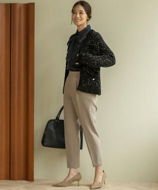 組曲 S 【WEB限定】スノーネップツイード ニットジャケット ブラック系