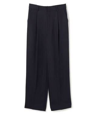 UNFILO L 【ウエストゴム】ドライダブルクロス タックテーパードパンツ ネイビー