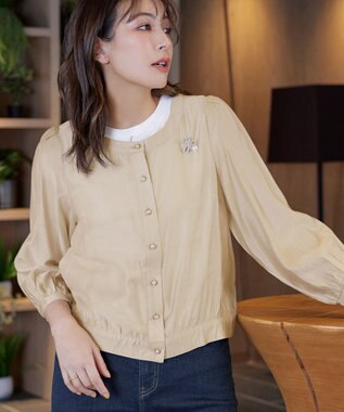 Tiaclasse パールボタンシアーブルゾン ベージュ