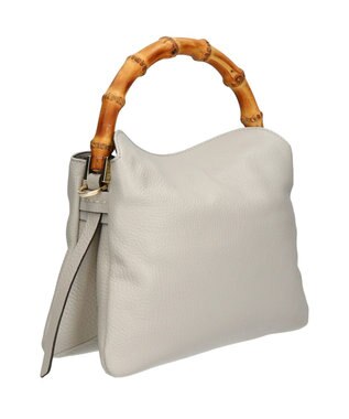 INTER-CHAUSSURES 【LORISTELLA】バンブーハンドルソフトレザーハンドバッグ ライトグレー