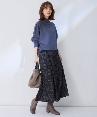 ANY 【洗濯機可】ミニ裏毛モックネックプルオーバー ブルー