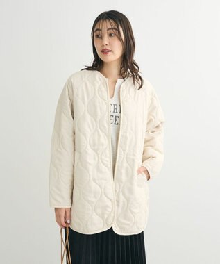 Green Parks 撥水加工　キルティングＺＩＰブルゾン Ecru