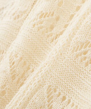 Green Parks 透かし編みＺＩＰニットベスト Ivory
