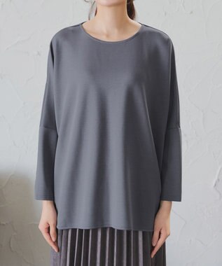 Tiaclasse L 【洗える】袖パールドルマントップス ブルーグレー