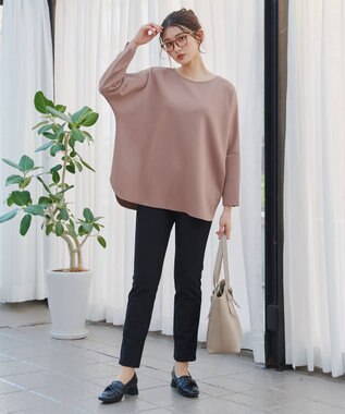 Tiaclasse L 【洗える】袖パールドルマントップス ピンクモカ