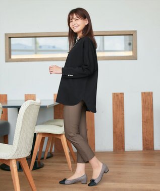 Tiaclasse L 【洗える】袖パールドルマントップス ブラック