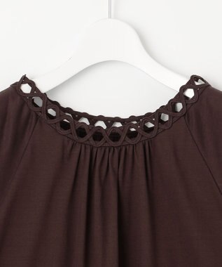 自由区 【洗える】コード刺繍 カットソー ブラウン