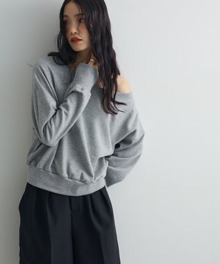 Green Parks オフショルスウェット Gray Mixture