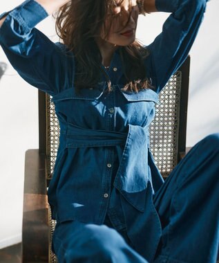 23区 S 【洗える】ライトダンガリー 2WAY シャツ インディゴ