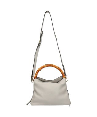 INTER-CHAUSSURES 【LORISTELLA】バンブーハンドルソフトレザーハンドバッグ ライトグレー