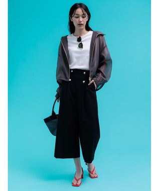 Te chichi ショートシアーフーディーブルゾン チャコールグレー