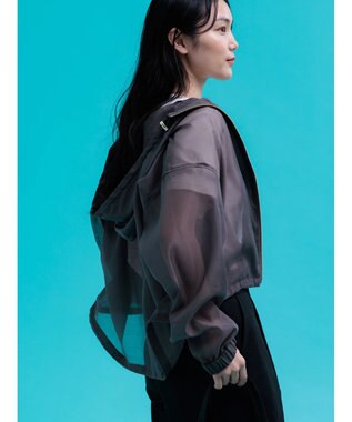 Te chichi ショートシアーフーディーブルゾン チャコールグレー