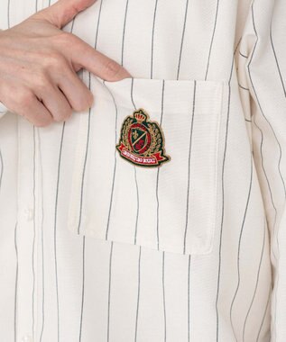 WEGO 【ユニセックス着用ITEM/MLサイズ展開】オックスフォードエンブレムシャツ（LS） ホワイトストライプ