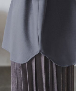 Tiaclasse L 【洗える】袖パールドルマントップス ブルーグレー