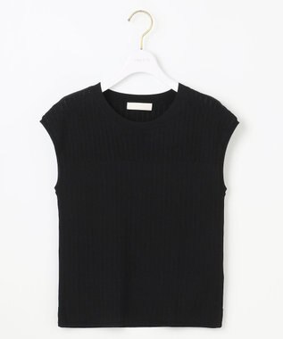 ANY SIS L 【洗える】レーシ－ディテールフレンチ ニット ブラック