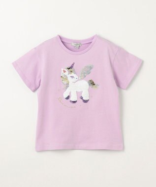 ANY KIDS ミラクルスパンコール 半袖 Tシャツ ラベンダー×ユニコーン