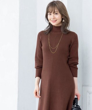 Tiaclasse 【洗える】大人上品なニットカーデ＋ワンピースセット ブラウン