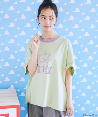 earth music&ecology 【予約】リンガーTシャツ/TOY STORY グリーン