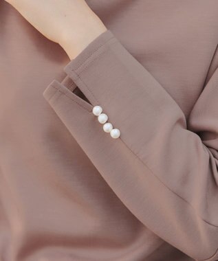 Tiaclasse L 【洗える】袖パールドルマントップス ピンクモカ