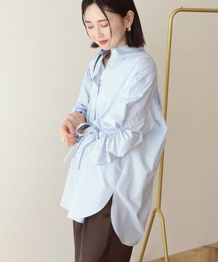 AMERICAN HOLIC 【イージーケア】バックギャザーリボンシャツ Sax